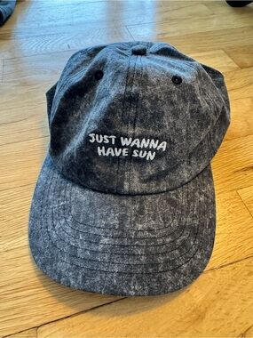Washed Black 'Just Wanna Have Sun' Embroidered Baseball Cap